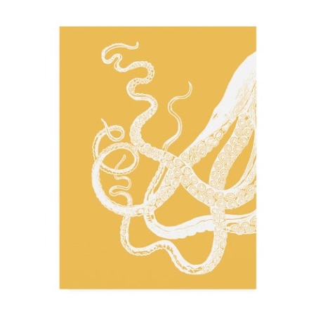 Fab Funky 'Octopus Tentacles White On Mustard' Canvas Art,35x47